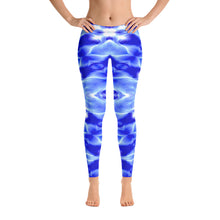 Load image into Gallery viewer, Women's Leggings. vivid beautiful bright blue DNA design. Water and Light Beams. underwater photography. Mermaid Spirit