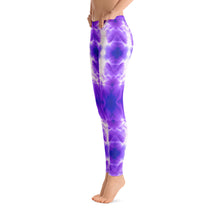 Load image into Gallery viewer, Women's Leggings. vivid beautiful purple and white design. Water and Light Beams. underwater photography. Mermaid Spirit