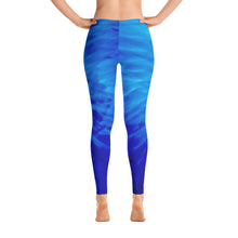 Load image into Gallery viewer, Women's Leggings. vivid beautiful bright blue design. Water and Light Beams. underwater photography. Mermaid Spirit