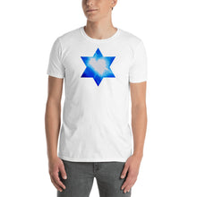 Load image into Gallery viewer, Living Light Designs Men’s T shirt printed with a unique and vivid "I"" design. Star Tetrahedron spins in 3D at the center of all creation.