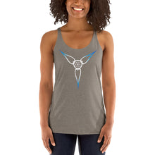 Load image into Gallery viewer, Living Light Designs Logo printed on a women’s T shirt with a unique and vivid “Flower Light” design. Star Tetrahedron spins in 3D at the center of all creation. available in many colors