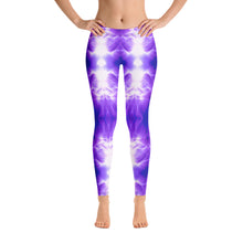 Load image into Gallery viewer, Women's Leggings. vivid beautiful purple and white design. Water and Light Beams. underwater photography. Mermaid Spirit