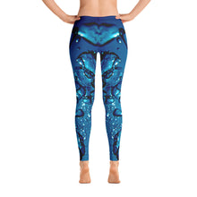 Load image into Gallery viewer, Women's Leggings. vivid beautiful aqua green blue bubbles design. Water and Light Beams. underwater photography. Mermaid Spirit