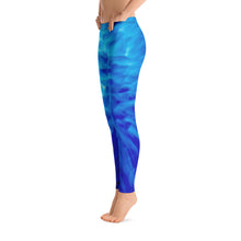 Load image into Gallery viewer, Women's Leggings. vivid beautiful bright blue design. Water and Light Beams. underwater photography. Mermaid Spirit
