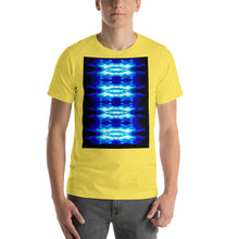 Load image into Gallery viewer, Men's T shirt printed with a unique and vivid  design. Beautiful underwater photography. Electric Blue and Black.