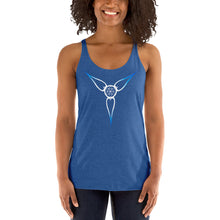 Load image into Gallery viewer, Living Light Designs Logo printed on a women’s T shirt with a unique and vivid “Flower Light” design. Star Tetrahedron spins in 3D at the center of all creation. available in many colors