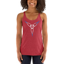 Load image into Gallery viewer, Living Light Designs Logo printed on a women’s T shirt with a unique and vivid “Flower Light” design. Star Tetrahedron spins in 3D at the center of all creation. available in many colors