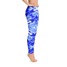 Load image into Gallery viewer, Women's Leggings. vivid beautiful bright blue DNA design. Water and Light Beams. underwater photography. Mermaid Spirit