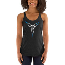 Load image into Gallery viewer, Living Light Designs Logo printed on a women’s T shirt with a unique and vivid “Flower Light” design. Star Tetrahedron spins in 3D at the center of all creation. available in many colors