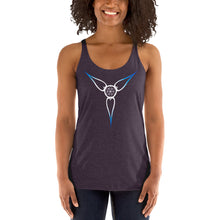 Load image into Gallery viewer, Living Light Designs Logo printed on a women’s T shirt with a unique and vivid “Flower Light” design. Star Tetrahedron spins in 3D at the center of all creation. available in many colors
