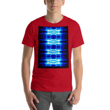Load image into Gallery viewer, Men's T shirt printed with a unique and vivid  design. Beautiful underwater photography. Electric Blue and Black.