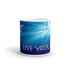 Load image into Gallery viewer, Ceramic coffee mug printed with our distinctive and exclusive slogan and logo in a vivid design.