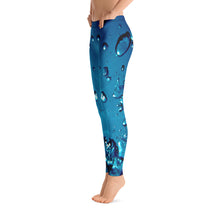 Load image into Gallery viewer, Women's Leggings. vivid beautiful aqua green blue bubbles design. Water and Light Beams. underwater photography. Mermaid Spirit