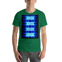 Load image into Gallery viewer, Men's T shirt printed with a unique and vivid  design. Beautiful underwater photography. Electric Blue and Black.