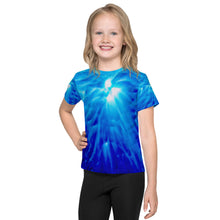 Load image into Gallery viewer, Living Light Designs presents 'Feather Light' Design on a unique all over printed Kids T Shirt