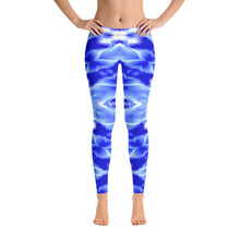 Load image into Gallery viewer, Women&#39;s Leggings. vivid beautiful bright blue DNA design. Water and Light Beams. underwater photography. Mermaid Spirit