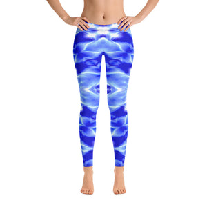 Women's Leggings. vivid beautiful bright blue DNA design. Water and Light Beams. underwater photography. Mermaid Spirit