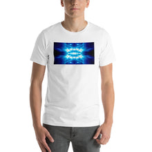 Load image into Gallery viewer, Our vivid &quot;Time Machine&quot; design on a classic, mens white t-shirt.