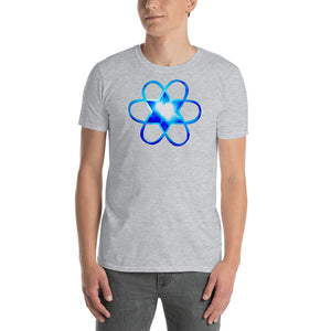 Living Light Designs Men’s T shirt printed with a unique and vivid "I"" design. Star Tetrahedron and water light heartspins in 3D at the center of all creation. available in many colors