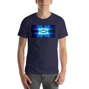 Our vivid "Time Machine" design on a classic, mens navy t-shirt.