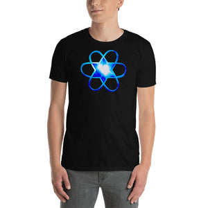 Living Light Designs Men’s T shirt printed with a unique and vivid "I"" design. Star Tetrahedron and water light heartspins in 3D at the center of all creation. available in many colors