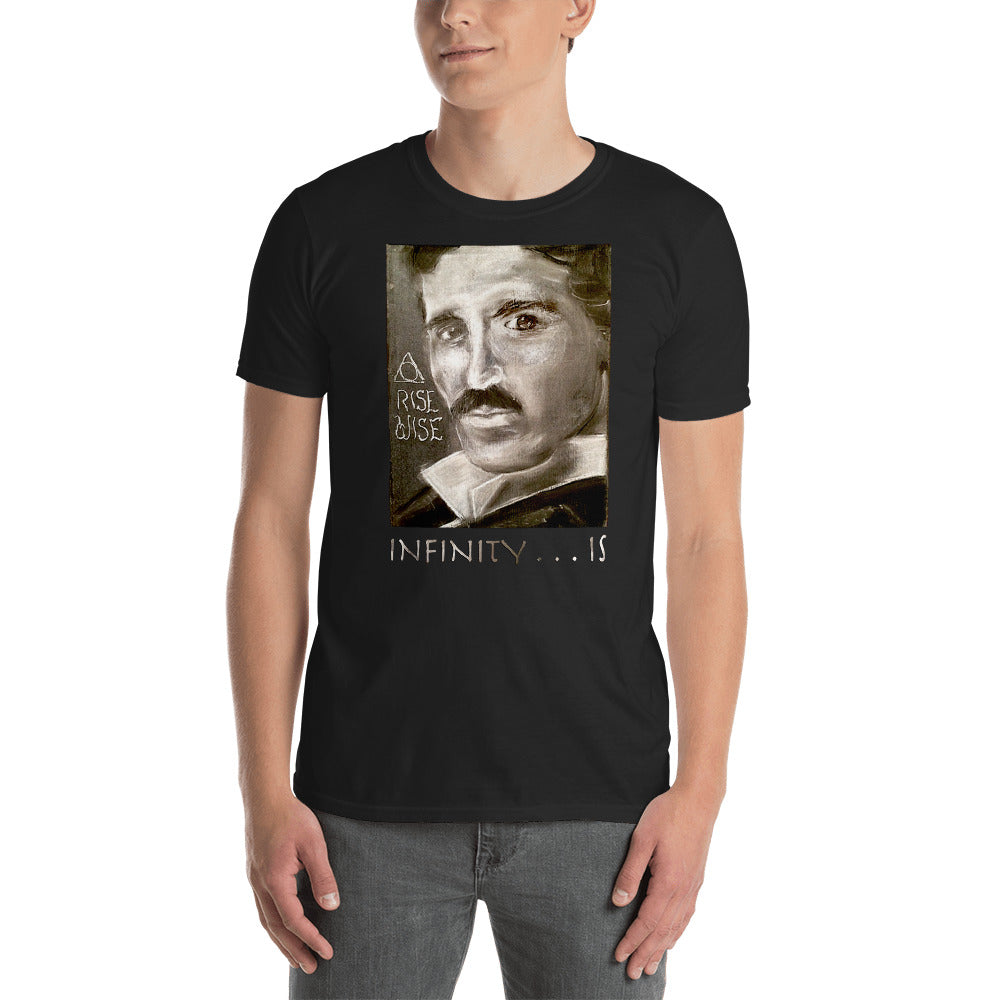 Nicola Tesla image on a classic Black mens T Shirt