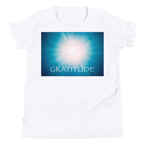 Kid’s T shirt printed with a unique and vivid "Gratitude" design. Beautiful underwater photography of Light beams. 