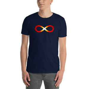 Living Light Designs Infinity series, Fire design on a classic, mens navy t-shirt.