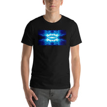 Load image into Gallery viewer, Our vivid &quot;Time Machine&quot; design on a classic, mens black t-shirt.