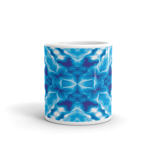 Ceramic coffee mug printed with abstract DNA design vivid design.