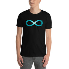Load image into Gallery viewer, The Infinity series design on a classic, mens black t-shirt.
