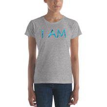 Load image into Gallery viewer, Our powerful &quot;I AM&quot; design on a classic, womens heather grey t-shirt.