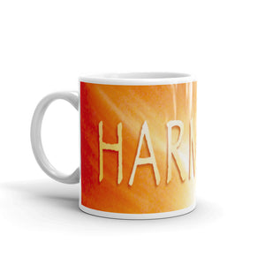 Ceramic coffee mug printed with our vivid water and light design, "Harmony"