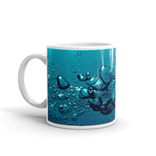 Load image into Gallery viewer, Ceramic coffee mug printed with our distinctive and exclusive vivid &quot;Exhale&quot; bubble and water design.