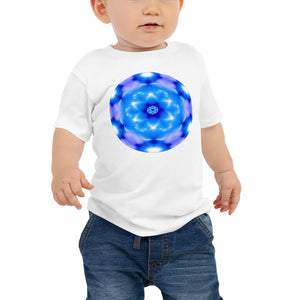 Baby T shirt printed with a unique and vivid "Starseed" design.