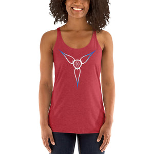 Living Light Designs Logo printed on a women’s T shirt with a unique and vivid “Flower Light” design. Star Tetrahedron spins in 3D at the center of all creation. available in many colors