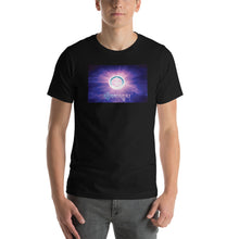 Load image into Gallery viewer, Our distinctive &quot;Tibetan Transformation&quot; design on a classic, mens black t-shirt.