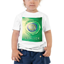 Load image into Gallery viewer, Our Wonder card design in a quality white toddler t shirt 