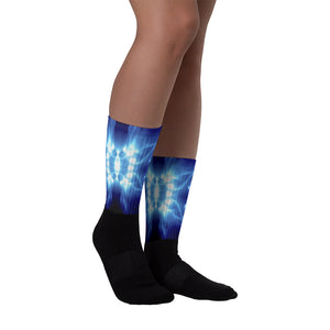Men's socks printed with a unique and vivid "Time Machine" design.