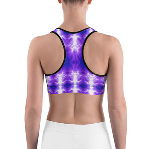 Women’s Sports Bra. Beautiful white and purple pattern. Live Your Light