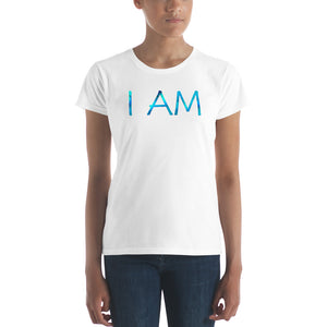 Our powerful "I AM" design on a classic, womens white t-shirt.